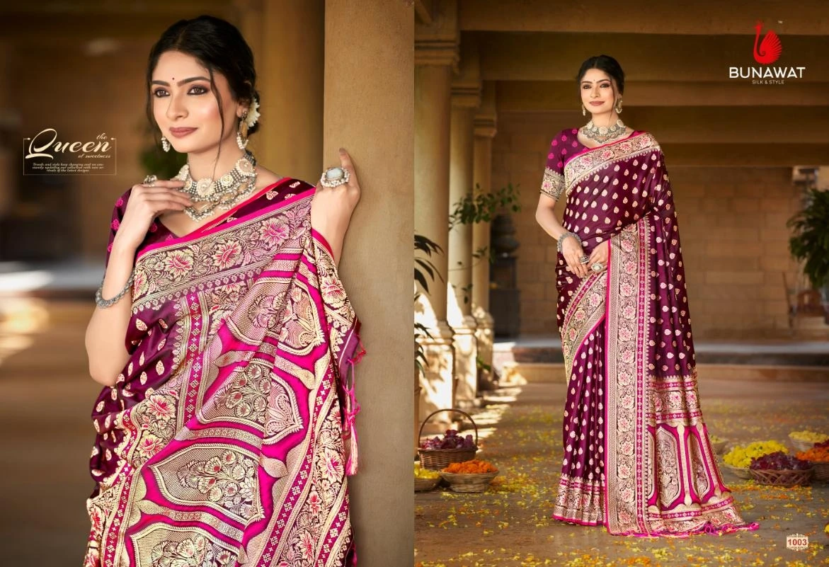 Bunawat Akshat Satin Silk Wholesale Sarees Catalog — Wholesale Sarees, MPA wholesale from Surat — view 2